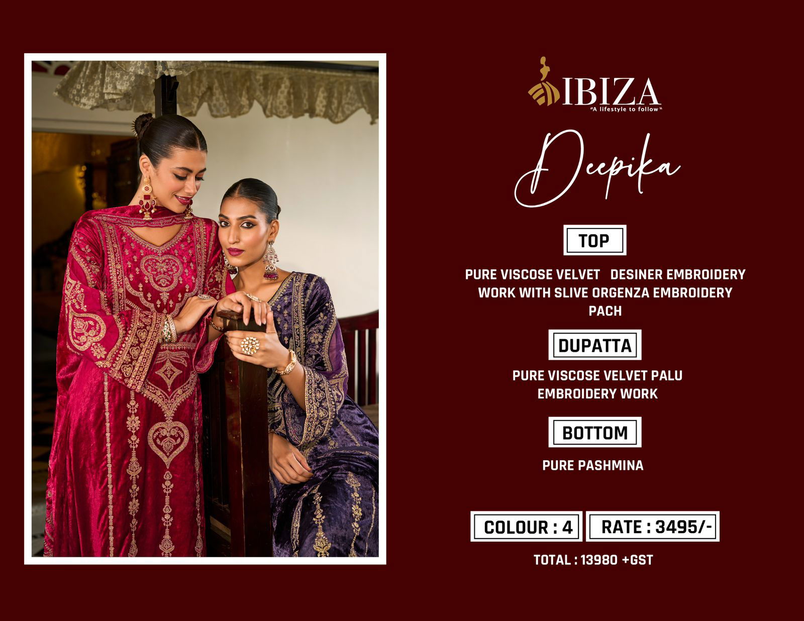 Deepika By Ibiza Velvet Embroidered Wedding Salwar Suits Wholesale Price In Surat
